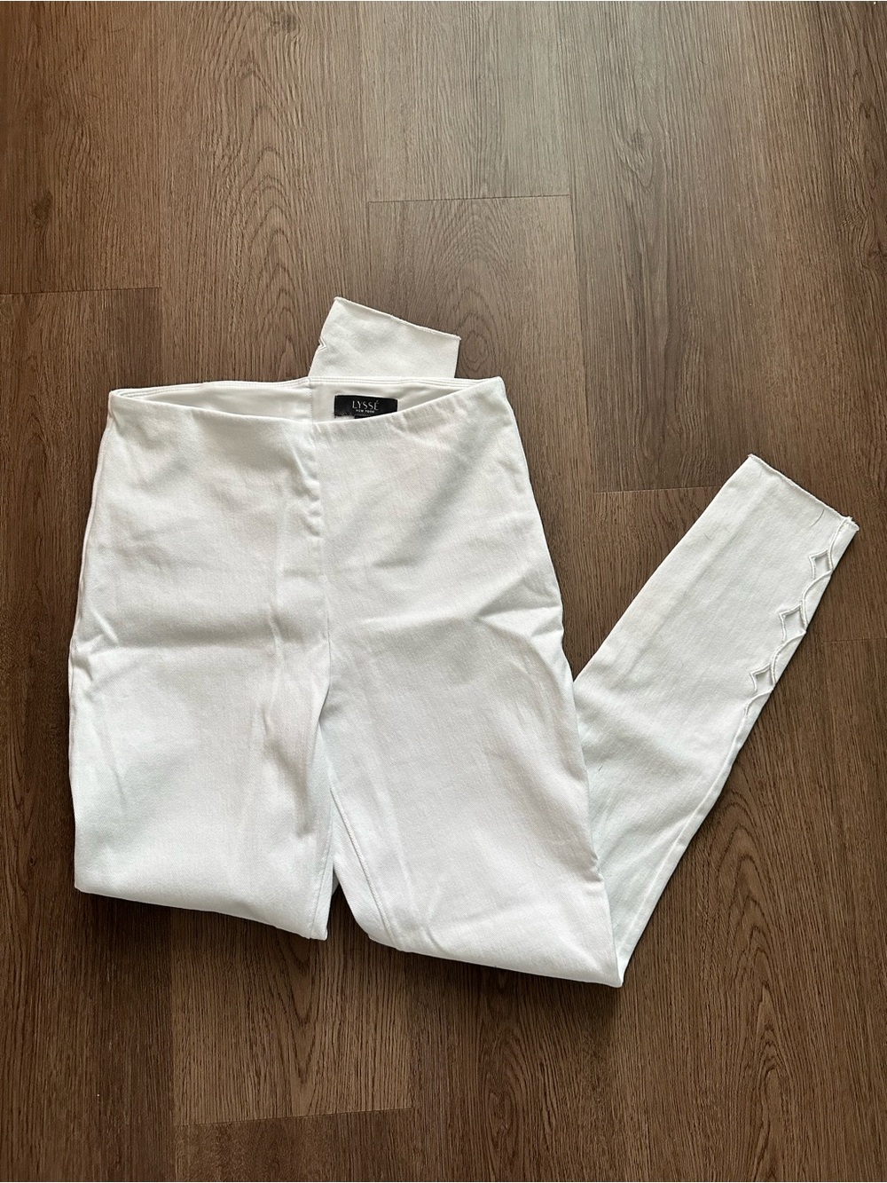 Lysse White Jean Leggings with Side Detail